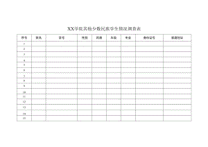 XX学院其他少数民族学生情况调查表.docx
