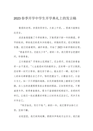 2023春季开学中学生开学典礼上的发言稿.docx