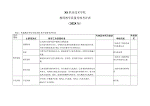 XX职业技术学院教师教学质量考核考评表（202X版）.docx