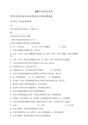 XX职业技术学院XX学院X专业毕业生毕业综合实习情况调查表.docx