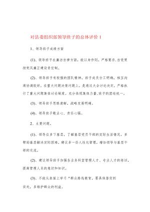 对县委组织部领导班子的总体评价5篇.docx