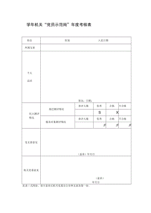 学年机关“党员示范岗”年度考核表.docx
