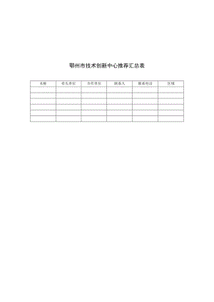 鄂州市技术创新中心推荐汇总表.docx