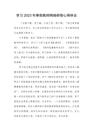 2023年小学教师寒假网络研修专题学习心得体会（共3篇）.docx