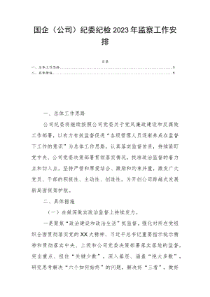 国企（公司）纪委纪检2023年监察工作安排.docx