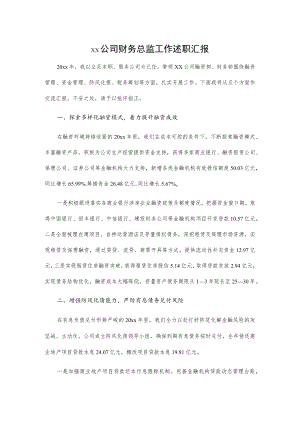 xx公司财务总监工作述职汇报.docx