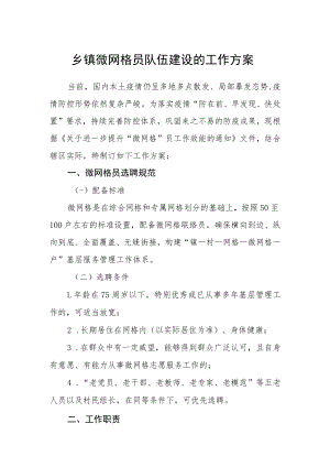 乡镇微网格员队伍建设的工作方案.docx