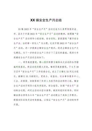 XX镇安全生产月总结.docx