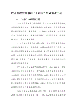 职业院校教师培训“十四五”规划重点工程.docx