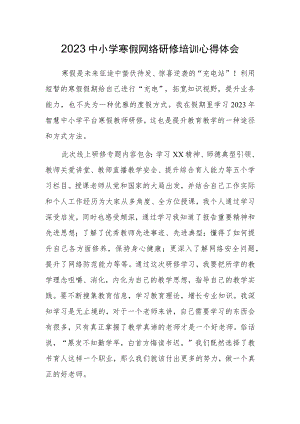 2023年小学老师寒假网络研修培训专题心得体会范例【共5篇】.docx