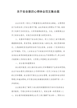 关于安全意识心得体会范文集合篇.docx