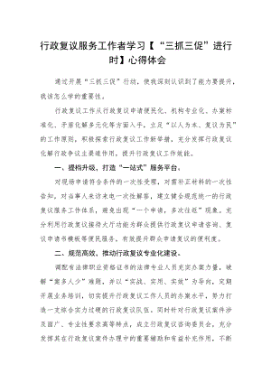 行政复议服务工作者学习【“三抓三促”进行时】心得体会.docx
