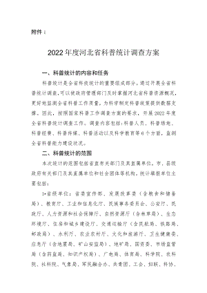 2022年度河北省科普统计调查方案、调查表.docx