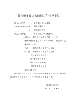 陡沟镇冬春火灾防控工作领导小组.docx