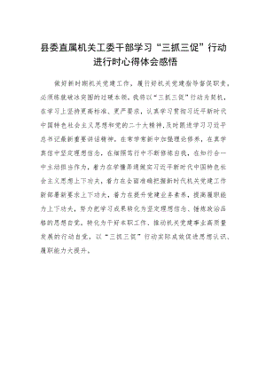 县委直属机关工委干部学习“三抓三促”行动进行时心得体会感悟.docx