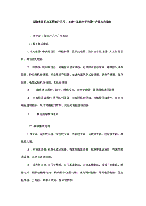 湖南省首轮次工程流片芯片、首套件基础电子元器件产品方向指南.docx