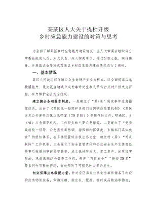 某某区人大关于提档升级乡村应急能力建设的对策与思考.docx