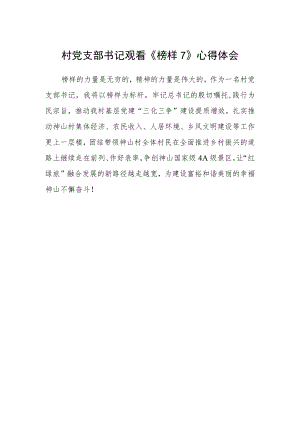村党支部书记观看《榜样7》心得体会.docx