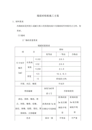 墙面砖粘贴施工方案.docx