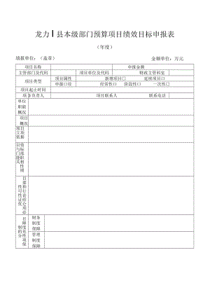 龙川县本级部门预算项目绩效目标申报表.docx