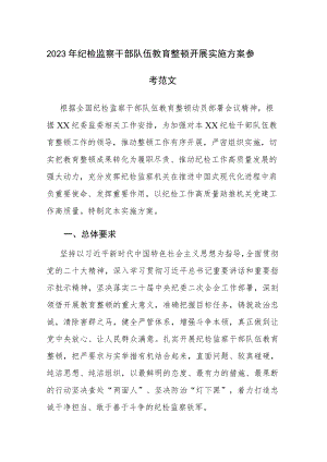 2023年纪检监察干部队伍教育整顿开展实施方案参考范文.docx