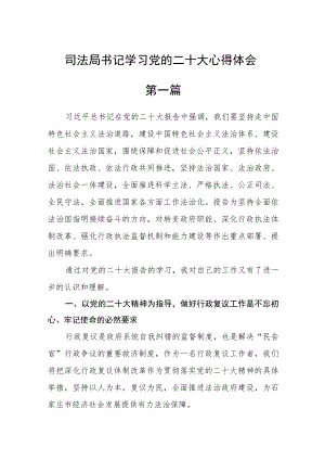 司法局书记学习党的二十大心得体会五篇.docx