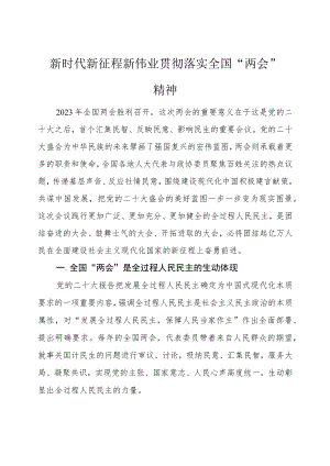 新时代 新征程 新伟业 贯彻落实全国“两会”精神.docx