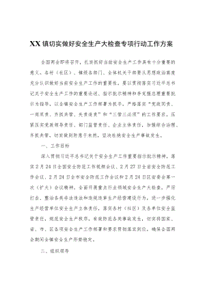 XX镇切实做好安全生产大检查专项行动工作方案.docx