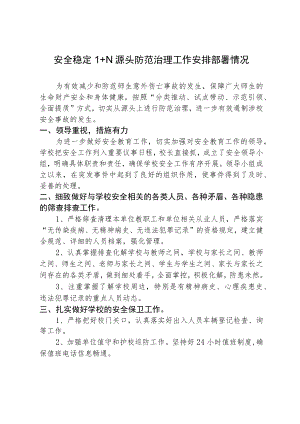 安全稳定1+N 源头防范治理工作安排部署情况.docx