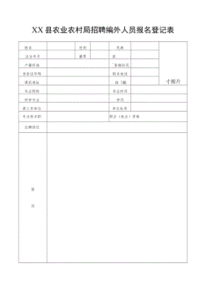 XX县农业农村局招聘编外人员报名登记表.docx