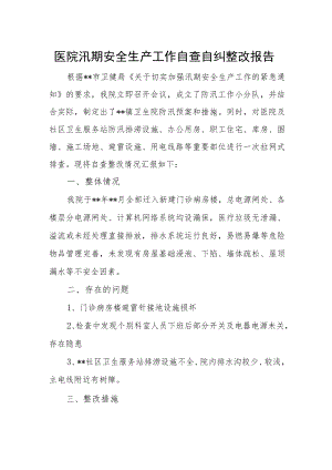 医院汛期安全生产工作自查自纠整改报告.docx