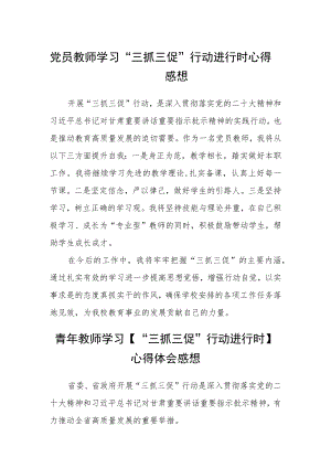 党员教师学习“三抓三促”行动进行时心得感想三篇.docx
