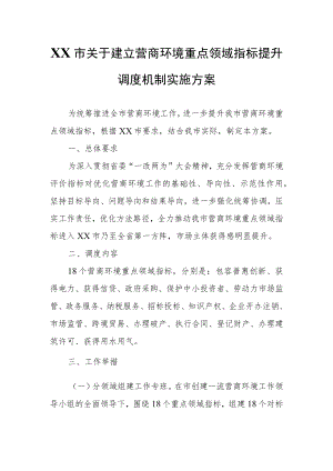 XX市关于建立营商环境重点领域指标提升调度机制实施方案.docx