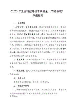 2023年工业转型升级专项资金（节能领域）申报指南及申请表.docx