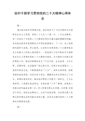 (9篇)驻村干部学习贯彻党的二十大精神心得体会.docx