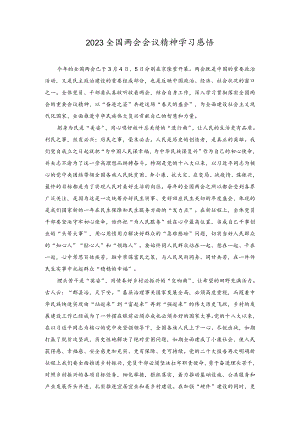 2023全国两会会议精神学习感悟体会.docx