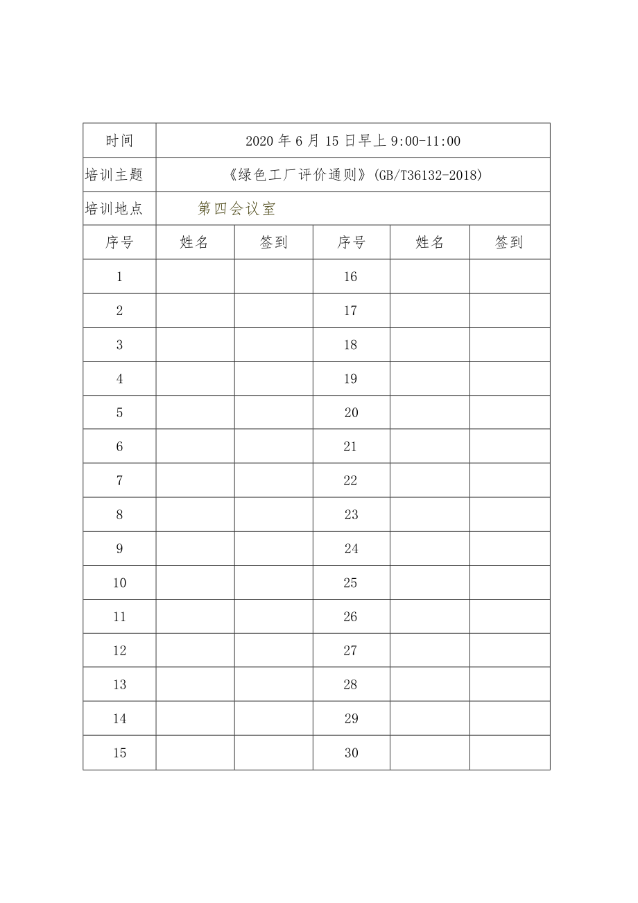 19绿色工厂相关员工培训通知、培训签到表、培训考评结果(补充、盖章).docx_第3页