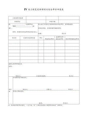 IV类工程变更新增项目综合单价申报表.docx