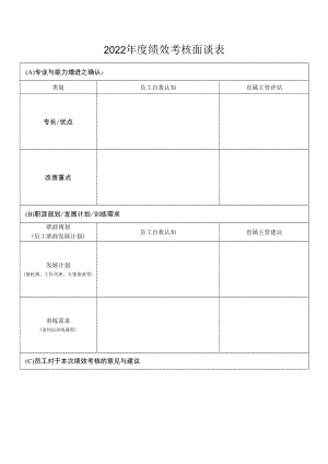 2022 年度绩效考核面谈表.docx