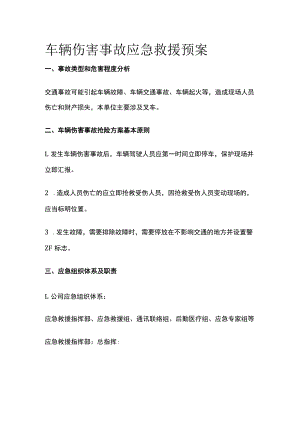 2023版车辆伤害事故应急救援预案[全].docx