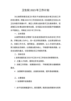 2023年卫生院工作计划.docx