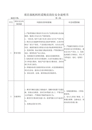 18采购员岗位安全说明书.docx