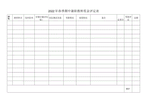 2022年春季期中兼职教师奖金评定表.docx