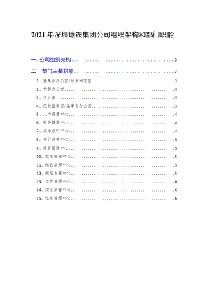 2021年深圳地铁集团公司组织架构和部门职能.docx