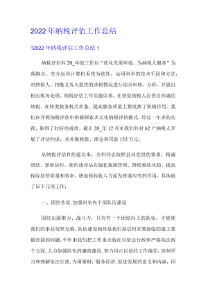 2022年纳税评估工作总结归纳.docx