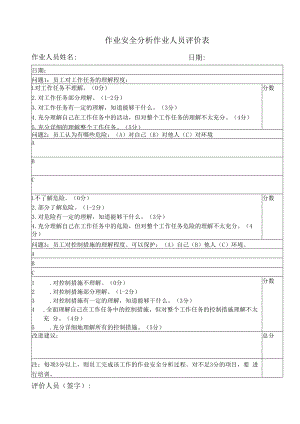 作业安全分析作业人员评价表.docx