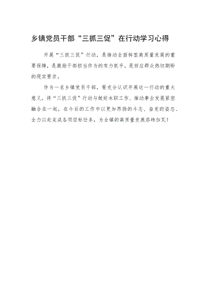 乡镇党员干部“三抓三促”在行动学习心得.docx
