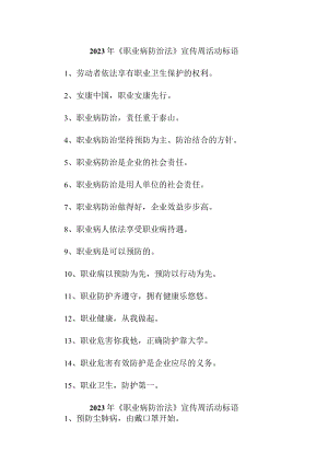 2023年企业开展职业病防治法宣传周活动标语 （汇编4份）.docx