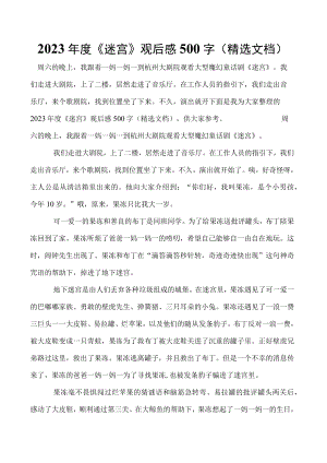 2023年度《迷宫》观后感500字（精选文档）.docx