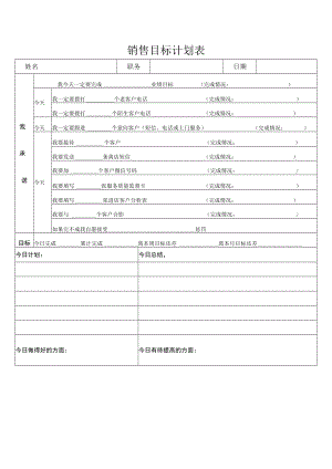 公司管理常用表格58销售目标计划表模板.docx